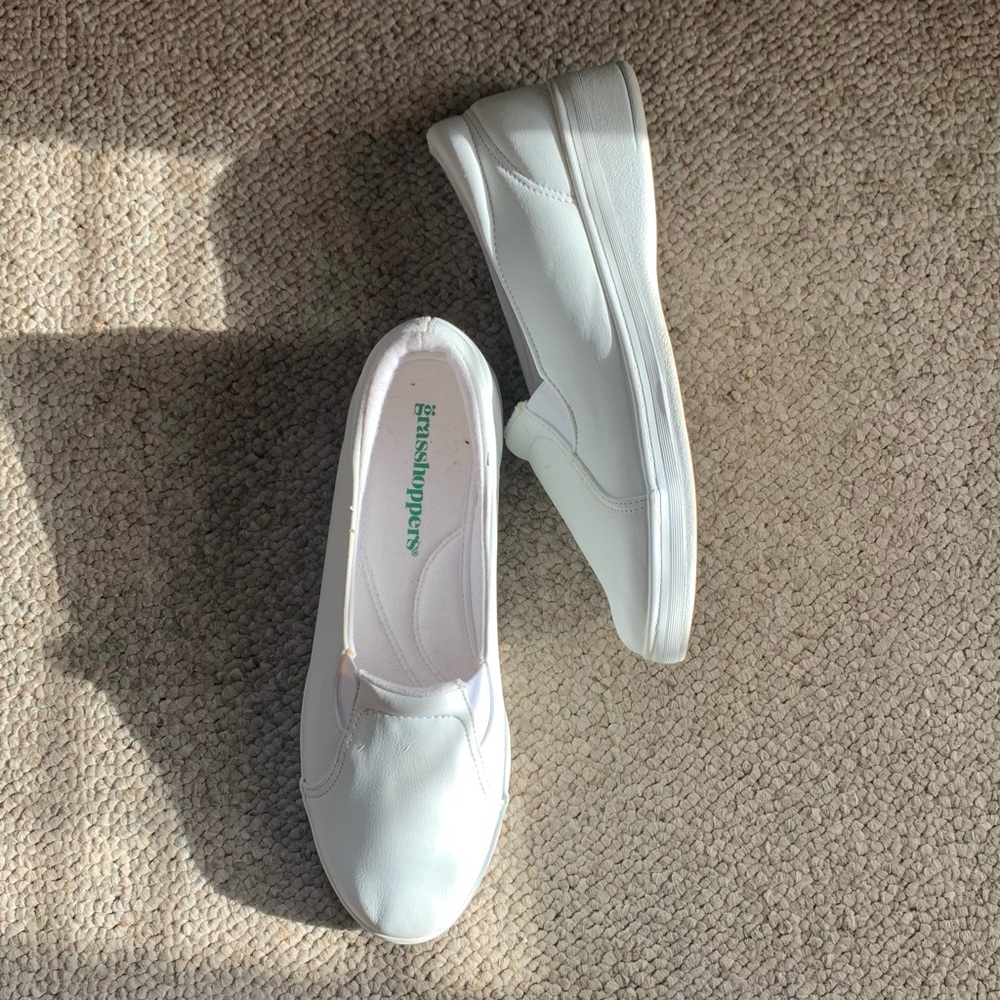 Grasshoppers White Slip On Flats